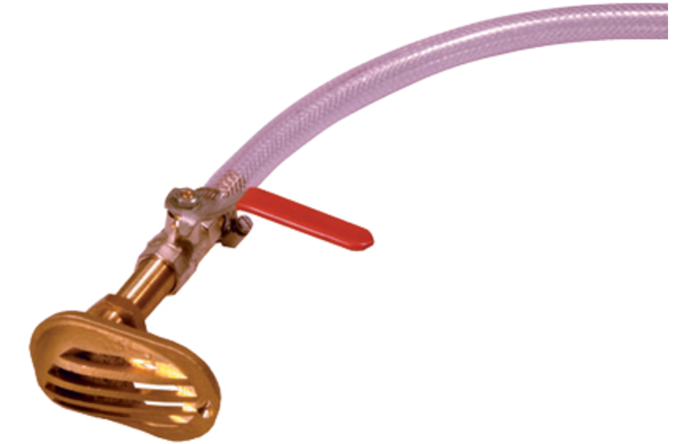 Set met waterschep kogelkraan, slangtule, en 1 m slang met slangklemmen