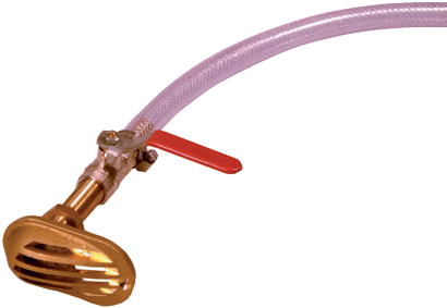 Set met waterschep kogelkraan, slangtule, en 1 m slang met slangklemmen