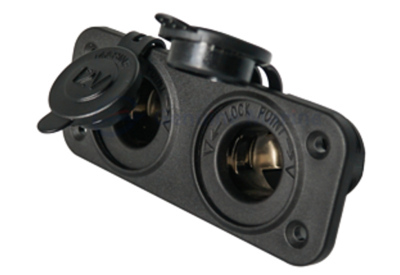 allpa Waterdichte DC inbouw stopcontact, 2x 12V ingang (dubbel)