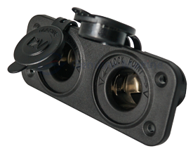 allpa Waterdichte DC inbouw stopcontact, 2x 12V ingang (dubbel)