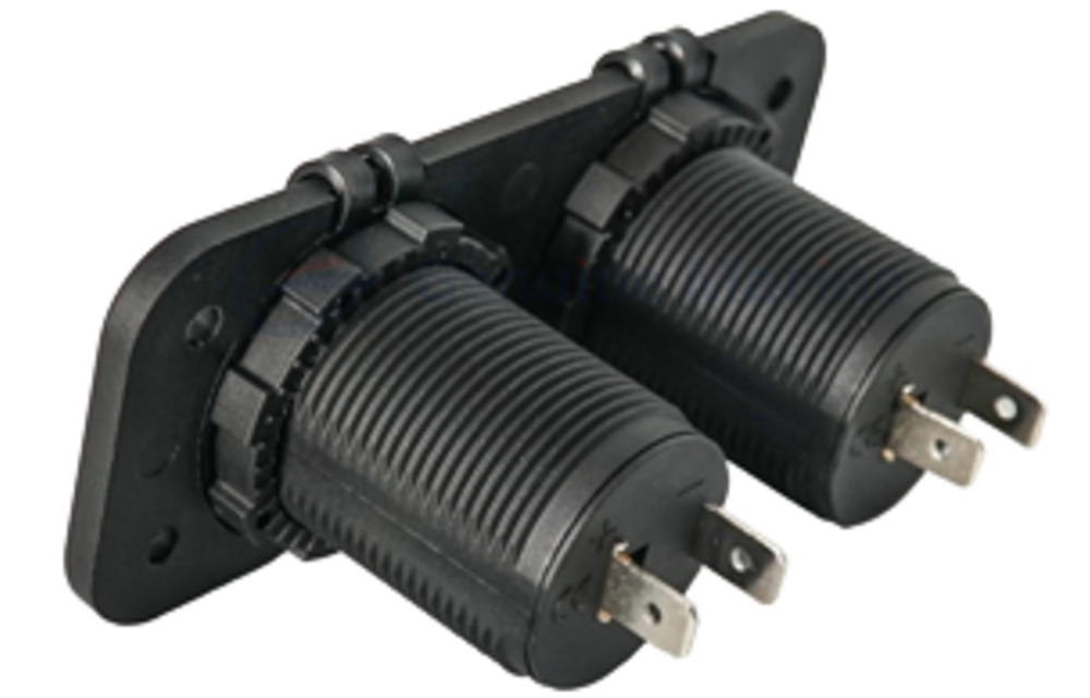 allpa Waterdichte DC inbouw stopcontact, 2x 12V ingang (dubbel)