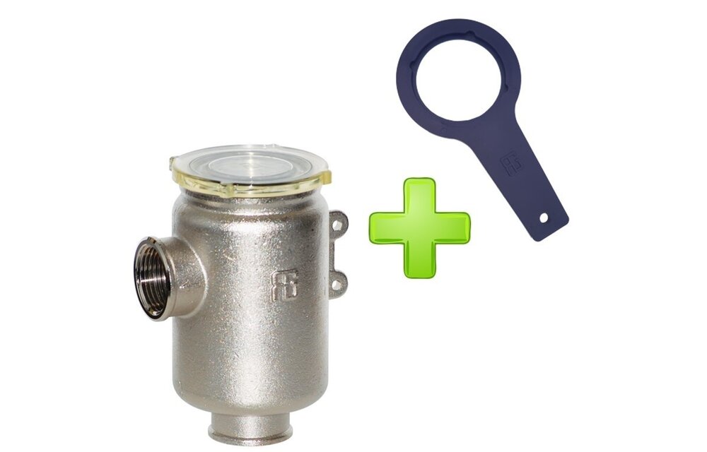 Messing-vernikkeld koelwaterfilter met RVS 316 zeef