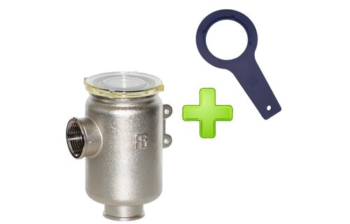 Messing-vernikkeld koelwaterfilter met RVS 316 zeef