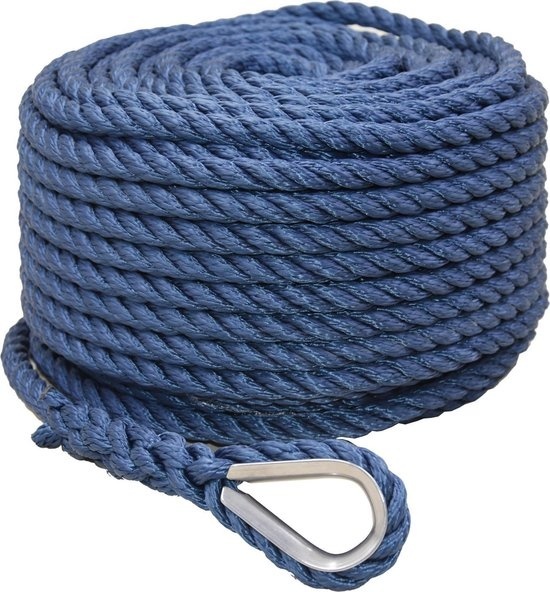 Hollex - Ankerlijn met lood | Navy 10mm rol=20mtr