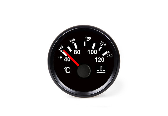 Hollex | Koelwatertemp. meter | Zwart 9-32V max temp. 120°