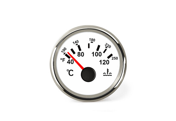 Hollex | Koelwatertemp. meter | Wit/RVS 9-32V Voltage: 120°