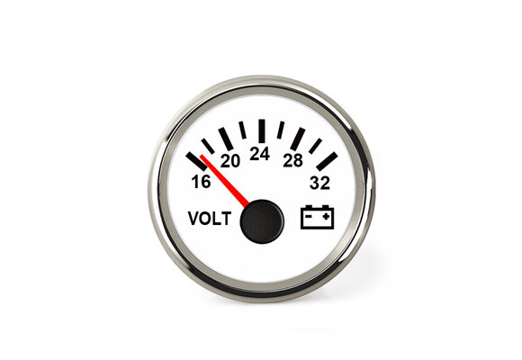 Hollex | Voltmeter | Wit/RVS 18-32V