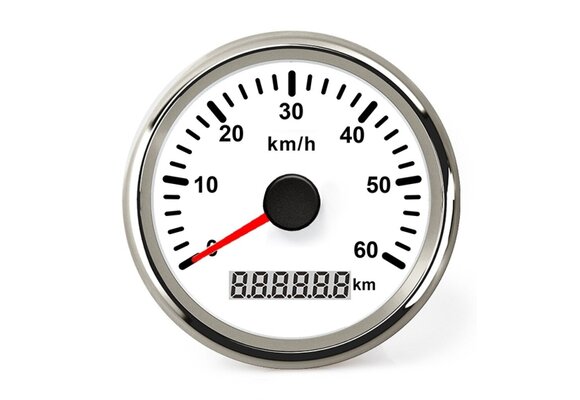 Hollex | GPS Snelheidsmeter | Wit/RVS 0-60km/h 9-32V