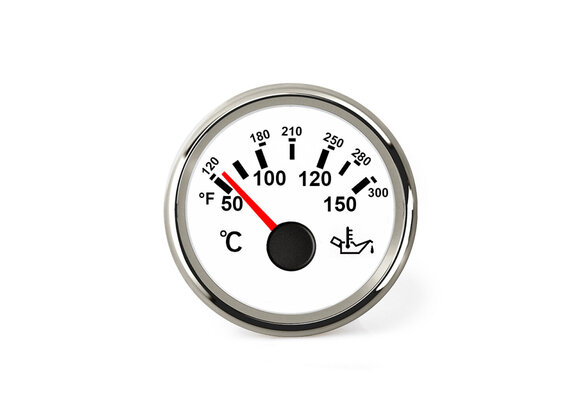 Hollex | Olietemperatuurmeter | Wit/RVS 9-32V 150°