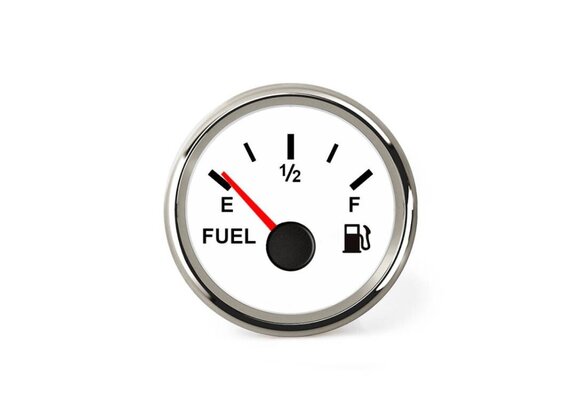 Hollex | Brandstofmeter 9-32V | Wit/RVS 0-190Ohm