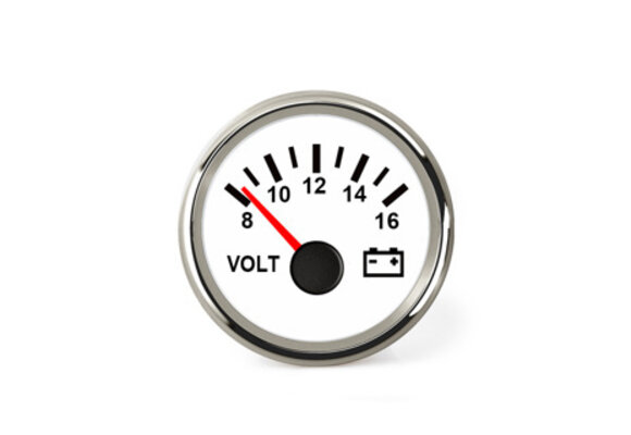 Hollex | Voltmeter | Wit/RVS 8-16V