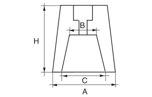 Schroefas anode zink conisch