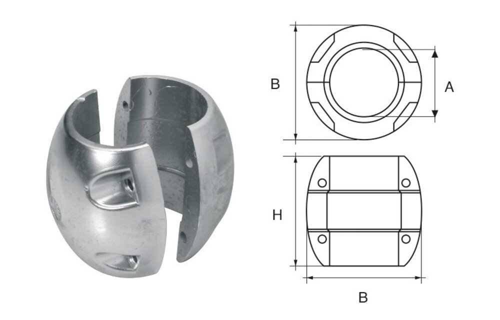 Allpa Magnesium Anode voor as bolvormig
