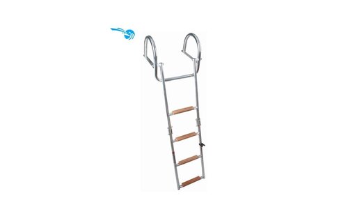 Prince Telescopische zwemtrap voor zwemplateau; 4+1 - teak treden