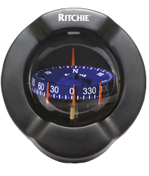 Ritchie Kompas model Helmsman HV-76 12V schotkompas roos Ø93 5mm / 5º zwart