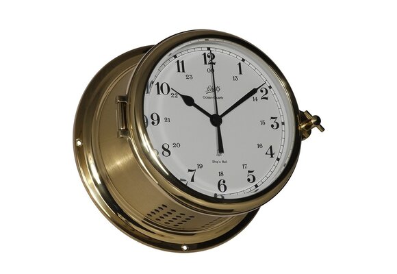 Schatz - Klok quartz Royal messing Ø180 mm glazenslag