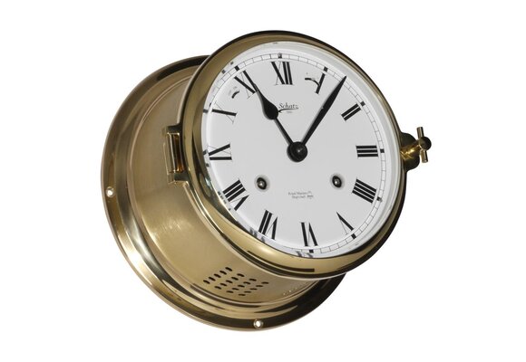 Schatz - Klok mechanisch Royal messing Ø180 mm glazenslag (Romeinse cijfers)