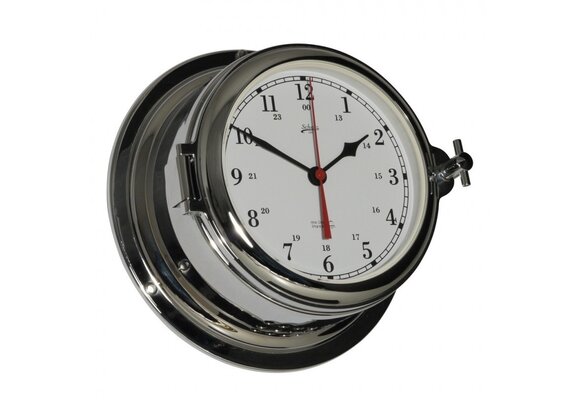 Schatz - Klok quartz Midi messing verchroomd Ø155 mm glazenslag