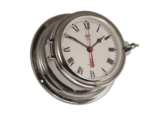 Schatz - Klok quartz Midi messing verchroomd Ø155 mm glazenslag (Romeinse cijfers)