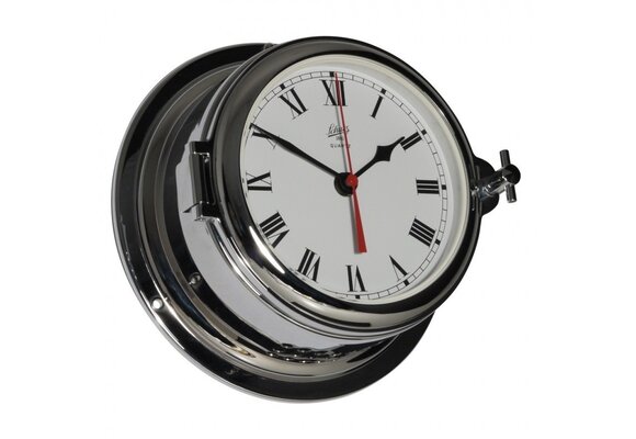 Schatz - Klok quartz Midi messing verchroomd Ø155 mm (Romeinse cijfers)