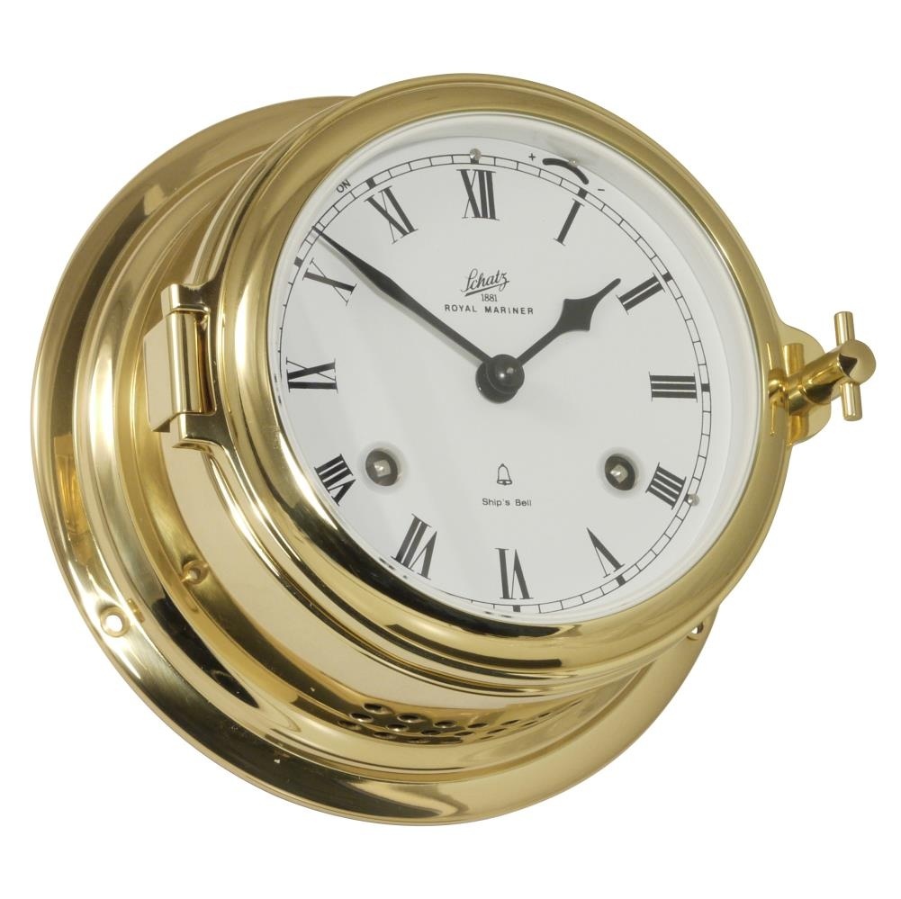 Schatz - Klok mechanisch Midi messing Ø155 mm glazenslag (Romeinse cijfers)