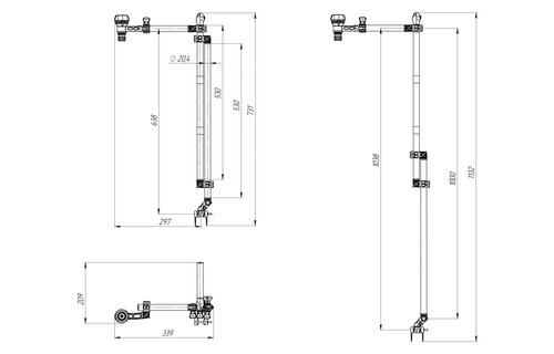 Borika - Universele transducer steun kit met houder telescopisch.