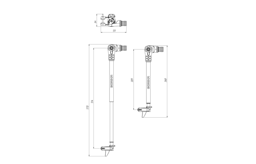 Borika - Telescopische transducer steun voor spiegelmontage