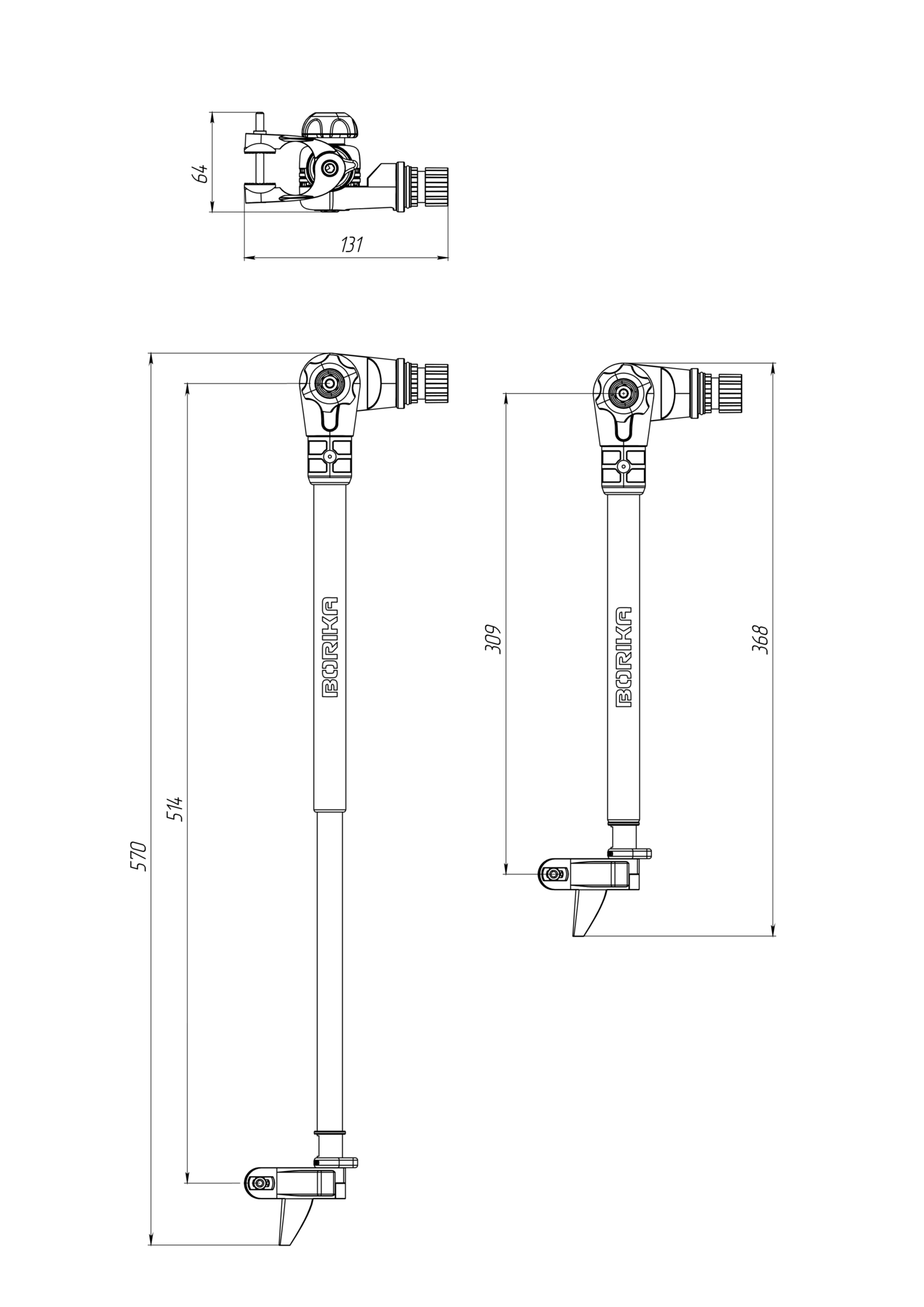 Borika - Telescopische transducer steun voor spiegelmontage