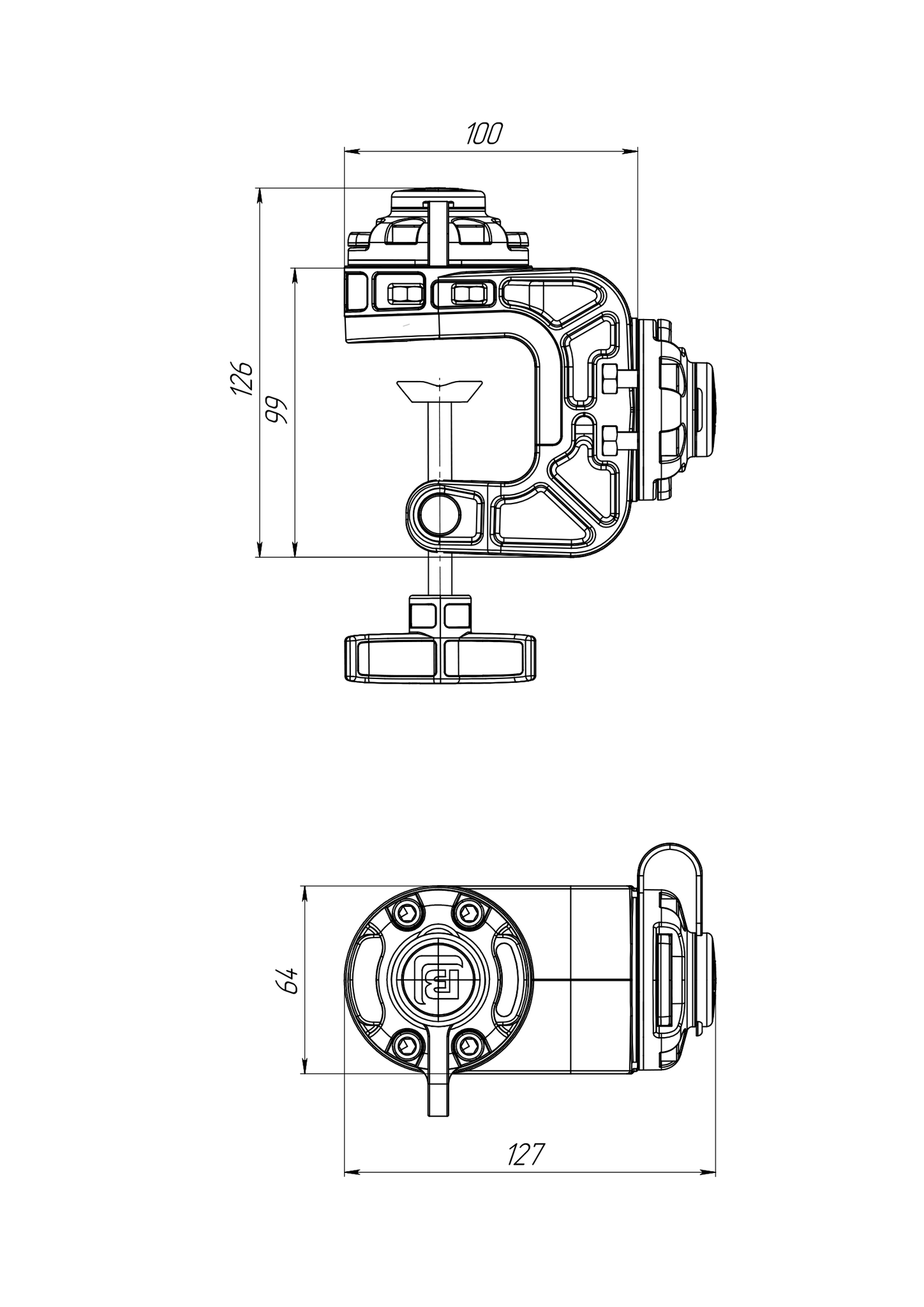 Borika - Montage voet dubbel hoek klemmontage