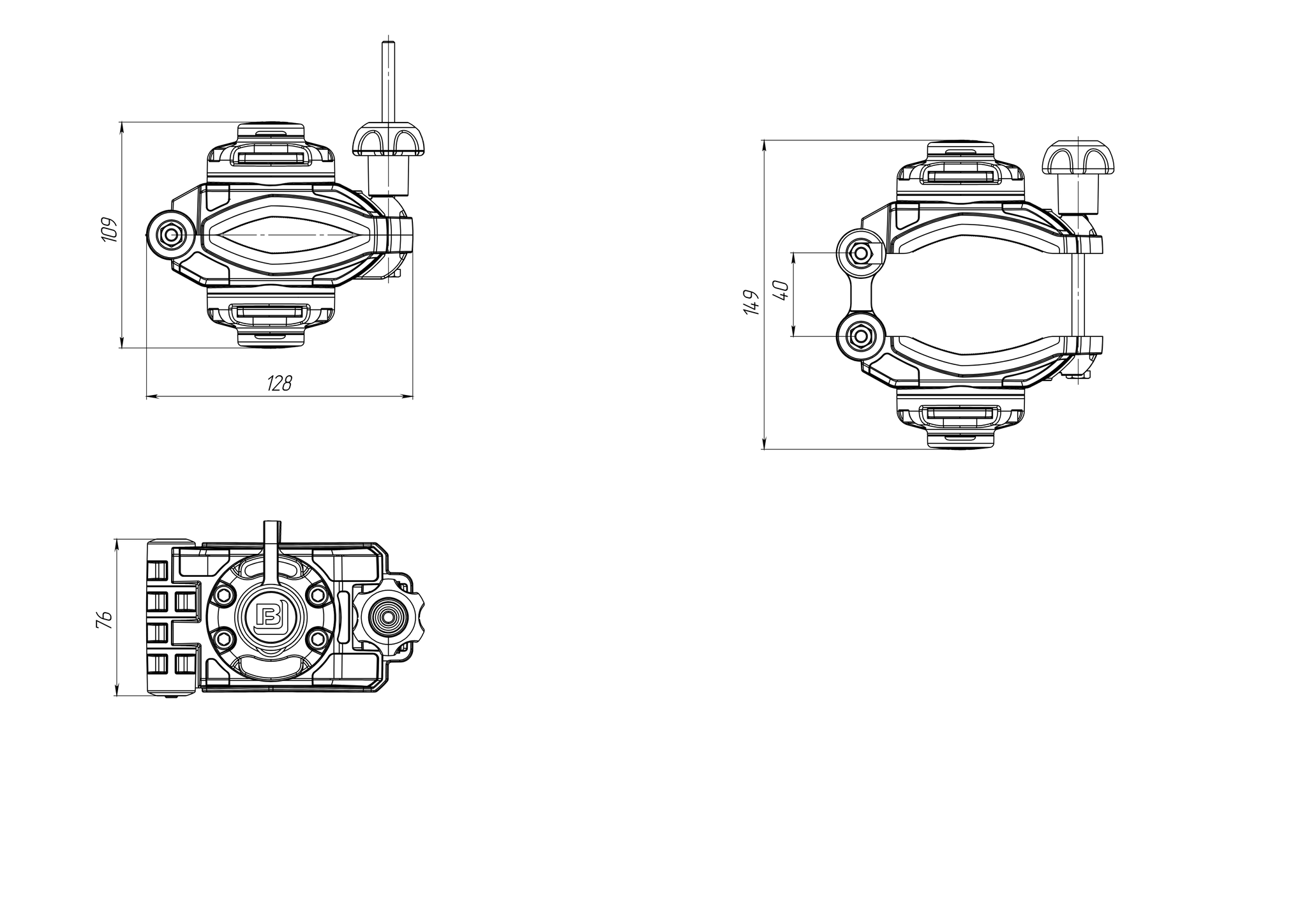 Borika - Montage voet dubbel klemmontage