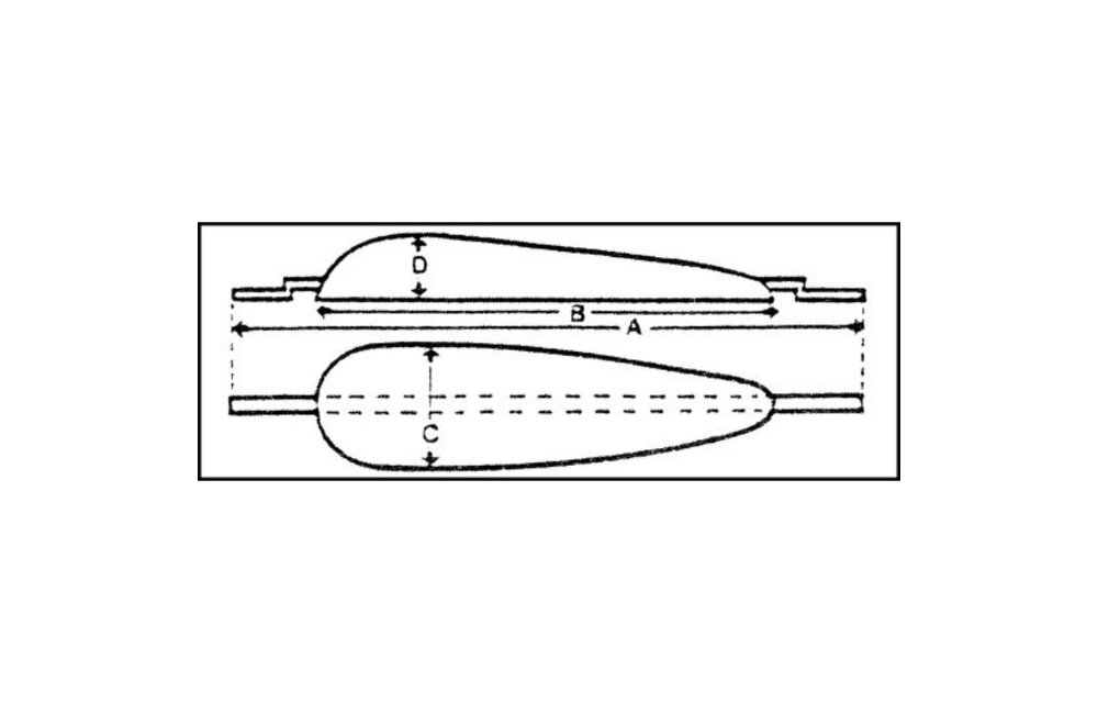 Allpa - Zinken lasstrip-anode, 203x120x40x25mm (0,55kg)