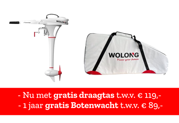 Wolong Elektrische buitenboord motor - Flowstar 1.0 kortstaart met knuppel/accu
