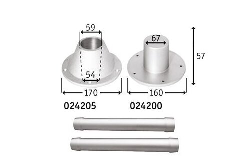 Allpa Aluminium bladsteun voor afneembare tafelpoot