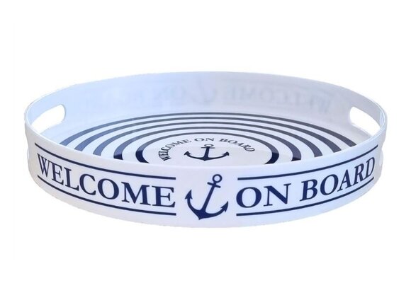 Dienblad antislip rond Welcome on board Ø32 cm