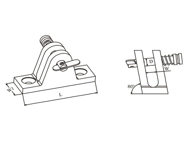 Talamex Buiskapbeslag RVS dekplaat 80° met dropnose pin