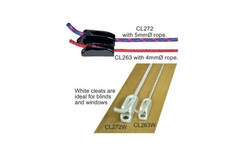 Clamcleat sleats met geleide-oog voor 1-4 mm CL263 Micro nylon (set van 2 stk) zwart