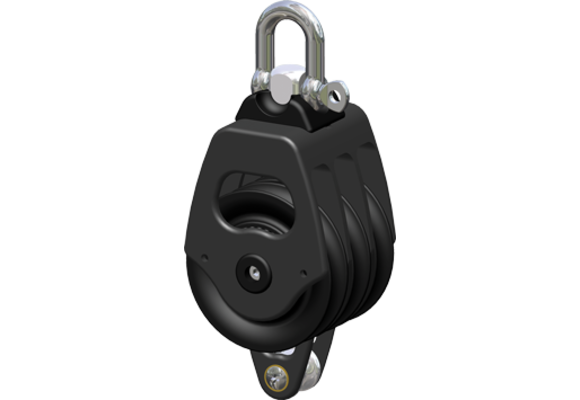 Antal Aluminium block serie OPF-70, kogelgelagerd, triple sheave block + becket (hondsvot)