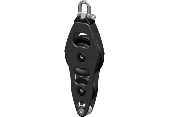 Antal Aluminium block serie OPF-70, kogelgelagerd, single fiddle block + becket (hondsvot)