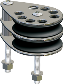 Antal RVS 316 block serie 65, kogelgelagerd, double deck block