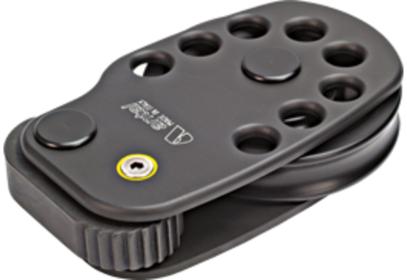 Antal Aluminium single dekblok met veerstopper, Ø100mm schijf voor Ø8-16mm lijn, SWL 2000kg, links