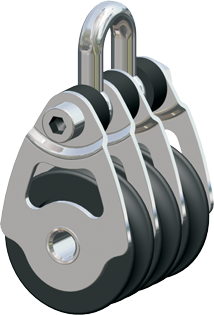 Antal RVS 316 mini block serie 34x6, kogelgelagerd, triple block