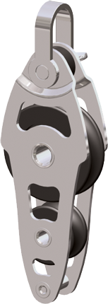 Antal RVS 316 mini block serie 34x6, kogelgelagerd, fiddle block + becket (hondsvot)