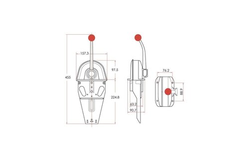 SeaStar MT3 Dual Action Top Mount Control, model MT3, Single Lever