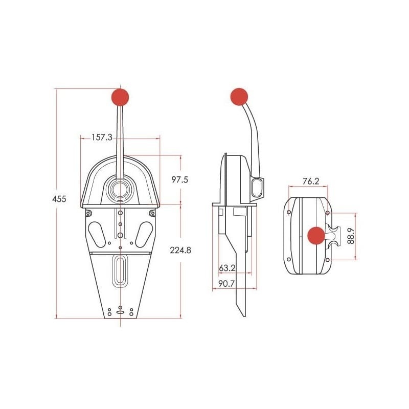 SeaStar MT3 Dual Action Top Mount Control, model MT3, Single Lever