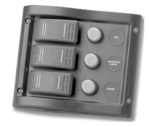 Allpa schakelpaneel  12V  3-schakelaars & LED-indicators  autom. zekeringen (5A  10A  15A)