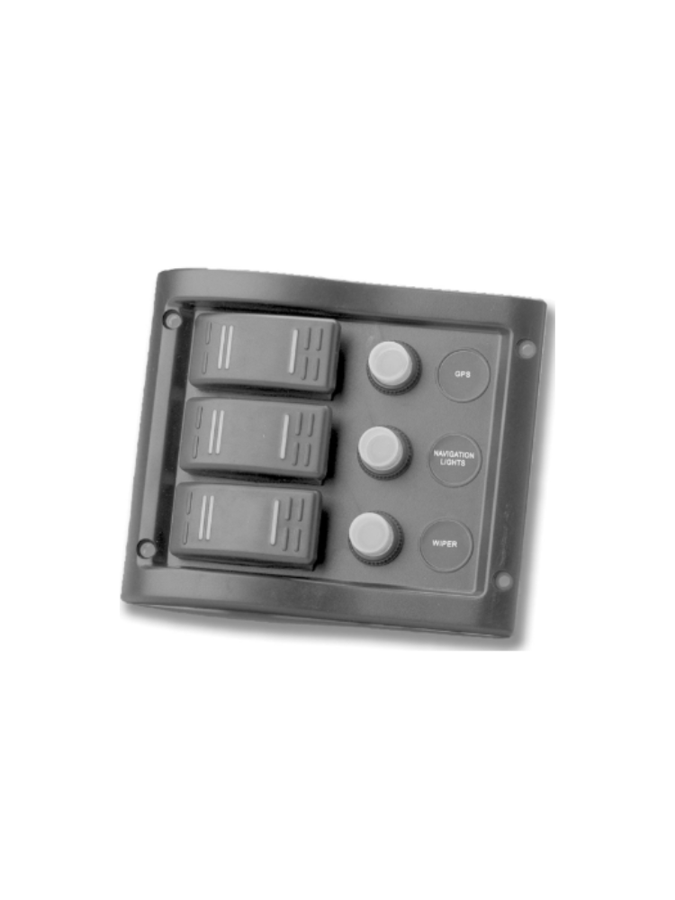 Allpa schakelpaneel  12V  3-schakelaars & LED-indicators  autom. zekeringen (5A  10A  15A)