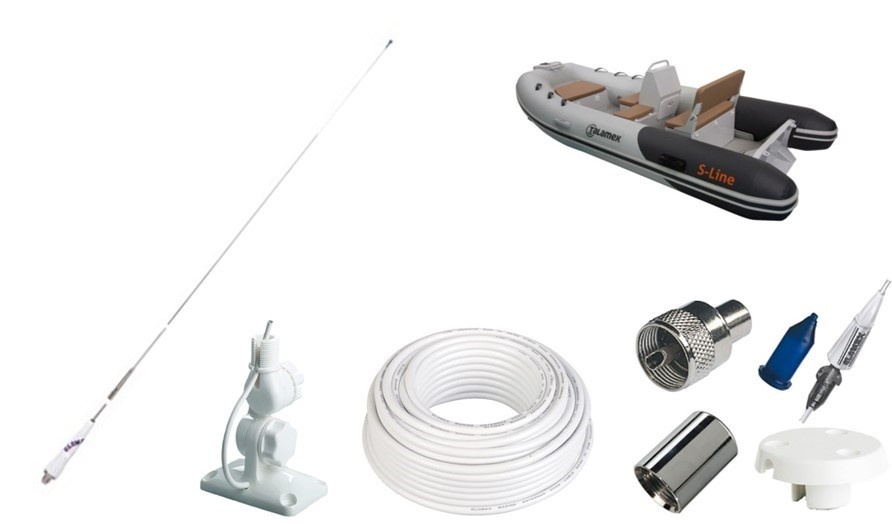 Marifoon Antenne set voor rubberboten en rib's