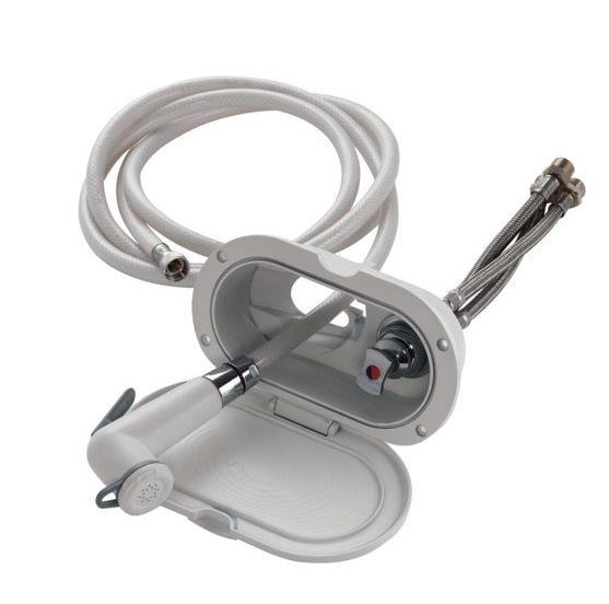 Inbouwdouche met witte douchkop