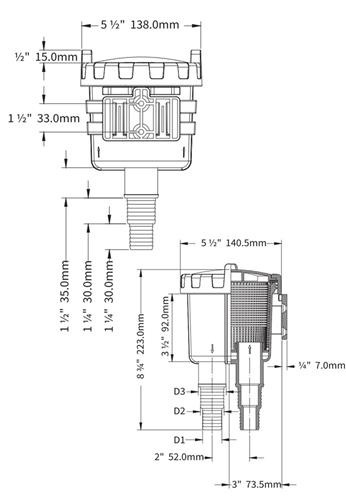 Hollex koelwaterfilter - ø25/32/38mm