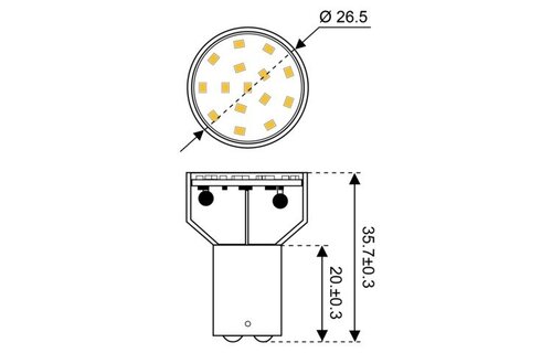 Ledlamp led15 10-30V BA15S 2700k - 1.5 watt